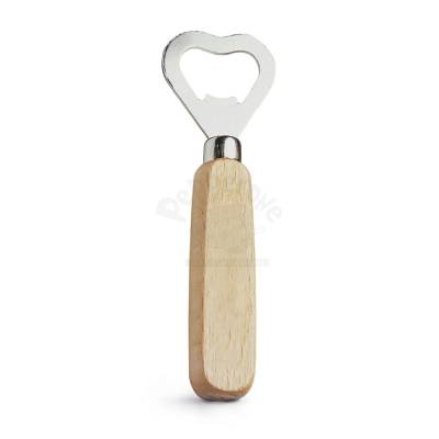 Abridor de Garrafas de Metal com Cabo de Madeira Personalizado