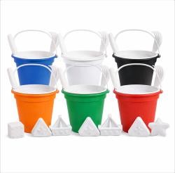 Baldinho de Praia com Peneira, Pá e Rastelo e 4 Formas