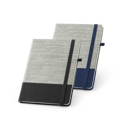 Bloco de Anotações com Capa em Palha e Algodão Canvas com Pauta Personalizado
