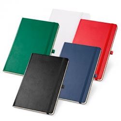 Bloco de Anotações de Couro Sintético com Capa Dura, Fechamento em Elástico e 80 Folhas sem Pauta Personalizado