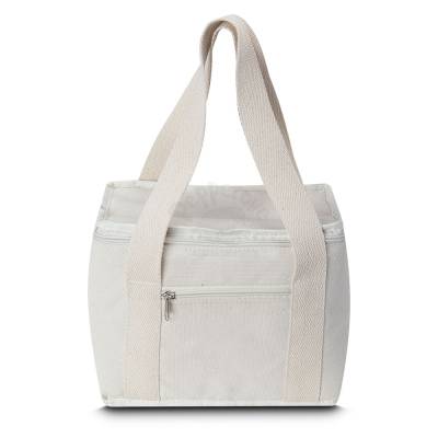 Bolsa Térmica de Algodão Cru 30x21x9cm com Bolso Frontal Personalizada