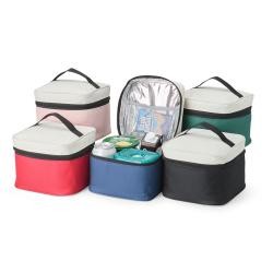 Bolsa Térmica de Nylon 4 Litros com Bolso Telado e Plaquinha Metálica Personalizada