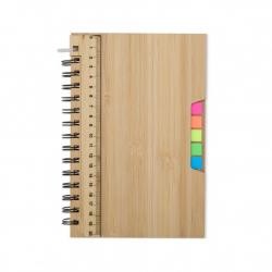 Caderno A5 com Capa de Bambu, Pauta, Régua e Marcadores Personalizado