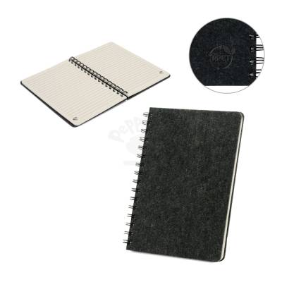 Caderno A5 com Capa de Feltro Reciclado e Pauta Personalizado