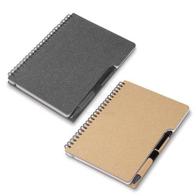 Caderno de Anotações em Papelão Reciclável com Caneta Personalizado