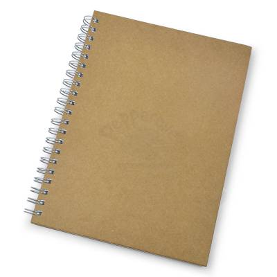 Caderno de Anotações Kraft Sem Pauta com Capa Dura e Espiral Metálico Personalizado