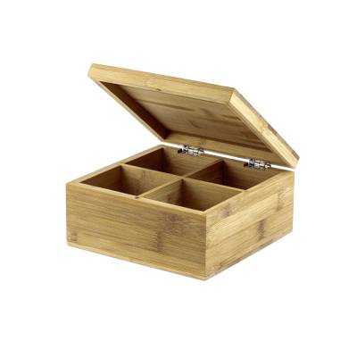 Caixa de Bambu para Sachês de Chá com 4 Compartimentos e Fecho Magnético Personalizada