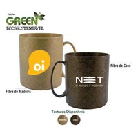 Caneca Ecológica 400ml com Textura de Fibra de Madeira ou Coco Personalizada