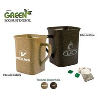 Caneca Quadrada Ecológica 250ml de Fibra de Madeira e Fibra de Coco Personalizada