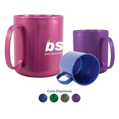 Caneca Redonda de Polipropileno Metalizada 400ml Personalizada