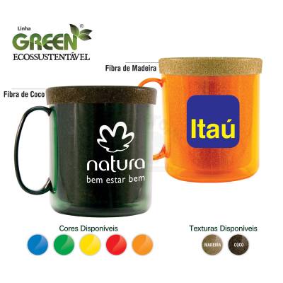 Caneca Redonda Ecológica com Fibra de Coco Personalizada