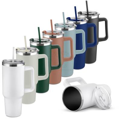 Caneca Térmica de Aço Inox 1,3 Litros com Tampa e Canudo Personalizada