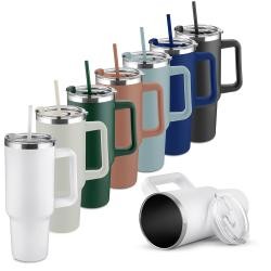 Caneca Térmica de Aço Inox 1,3 Litros com Tampa e Canudo Personalizada