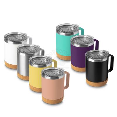 Caneca Térmica de Aço Inox 350ml com Tampa e Base de Cortiça Personalizada