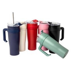 Caneca Térmica de Inox 304 com Parede Dupla, Tampa Acrílica e Canudo de Inox 1,2L Personalizada