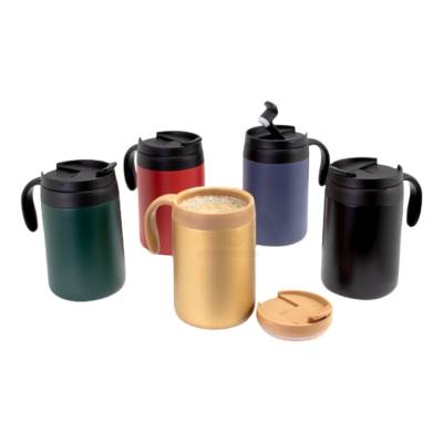 Caneca Térmica de Inox 500ml com Tampa e Alça Personalizada