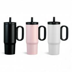 Caneca Térmica de Inox 750ml com Canudo e Infusor Personalizada