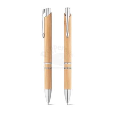 Caneta Ecológica de Bambu com Click e Detalhes de Metal Personalizada