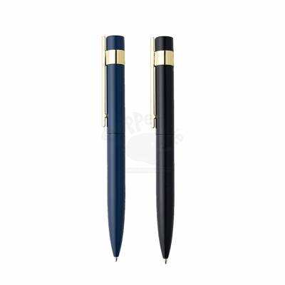 Caneta Esferográfica de Alumínio - Azul e Preto