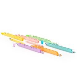 Caneta Marca-Texto Multifunções de Plástico com Régua e Abridor Personalizada