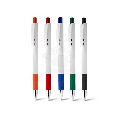 Caneta Plástica com Detalhe Colorido Personalizada