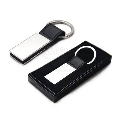 Chaveiro de Couro com Placa de Metal Brilhante Personalizado
