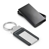 Chaveiro de Metal Com Detalhe Em Couro Sintético Personalizado