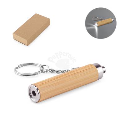 Chaveiro em Bambu com Lanterna LED Personalizado
