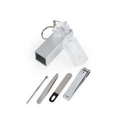 Chaveiro Kit Manicure 4 Peças com Estojo Plástico Personalizado