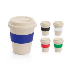Copo Ecológico de Fibra de Bambu 380ml com Tampa e Borda de Silicone Personalizado