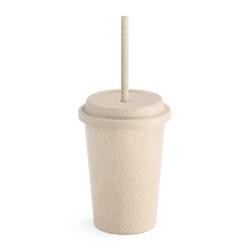 Copo Ecológico de Fibra de Bambu 450ml com Tampa e Canudo Personalizado