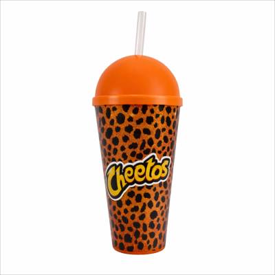 Copo Plástico com Tampa Bola e Canudo 550ml Personalizado