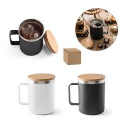 Copo Térmico de Aço Inox 420 ml com Tampa de Bambu Personalizado
