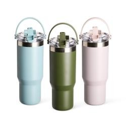 Copo Térmico de Aço Inox 900ml com Alça e Canudo Personalizado