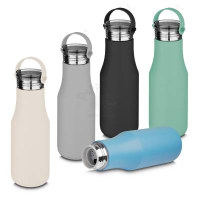 Garrafa Térmica de Aço Inox 500 ml com Alça de Silicone Personalizada