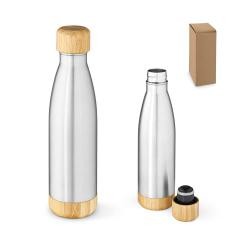 Garrafa Térmica de Aço Inox 800ml com Tampa e Base de Bambu Personalizada
