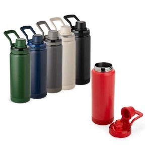 Garrafa Térmica de Inox 304 com Parede Dupla e Alça para Transporte 600ml Personalizada