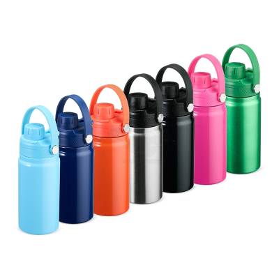 Garrafa Térmica de Inox 400ml com Tampa Plástica e Alça Personalizada