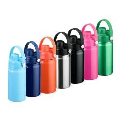 Garrafa Térmica de Inox 400ml com Tampa Plástica e Alça Personalizada