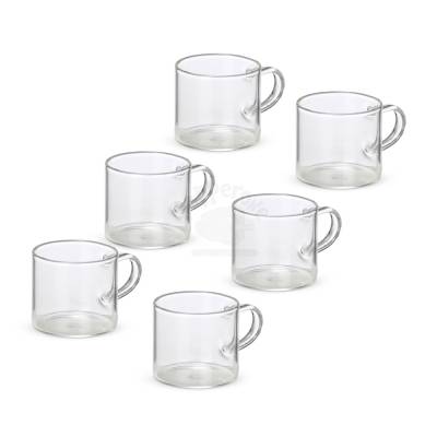 Kit 6 Xícaras de Vidro Borossilicato 100ml Personalizado