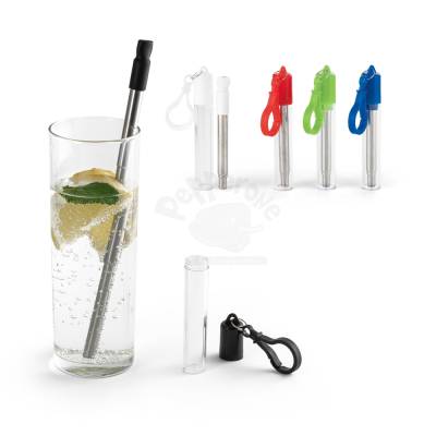 Kit Canudo de Metal Retrátil com Estojo Personalizado