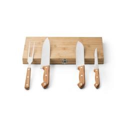 Kit Churrasco 4 Peças com Utensílios de Aço Inox e Cabo de Bambu Personalizado