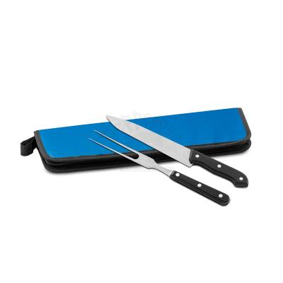 Kit Churrasco com Faca e Garfo de Aço Inoxidável com Estojo de Nylon Personalizado
