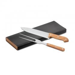 Kit Churrasco com Faca e Garfo de Inox com Cabo de Bambu Personalizado