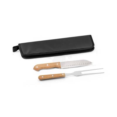 Kit Churrasco com Garfo e Faca Japonesa em Estojo de Poliéster Personalizado