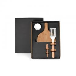 Kit Churrasco e Hambúrguer 4 Peças com Tábua e Espátulas Personalizado