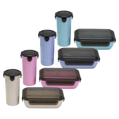 Kit Copo para Salada e Marmita em Fibra de Bambu com Talheres Personalizado