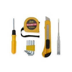 Kit Ferramentas 5 Peças com Chave de Fenda, Chaves Allen, Estilete, Fita Métrica e Chave Dupla Personalizado