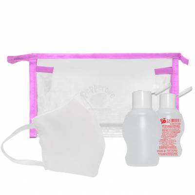 KIT HIGIENE COM MÁSCARA, ÁLCOOL GEL 40ML E NECESSÁIRE