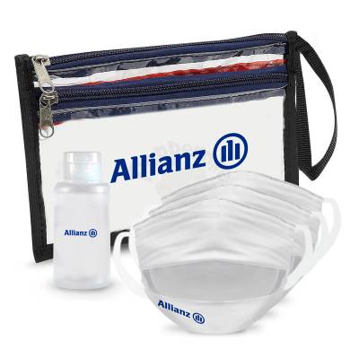 Kit Prevenção com Álcool em Gel 60ml 3 Máscaras com dupla e Necessaire